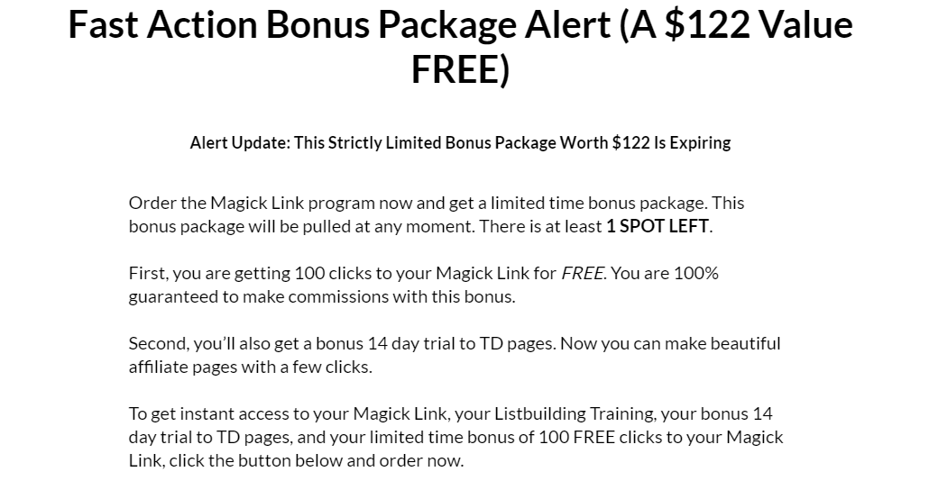 magick link bonus